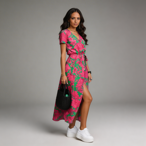 Julia | Vestido con Escote en V y Corte Estilizador